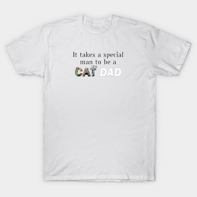 It takes a special man to be a cat dad - kittens oil painting word art T-Shirt by DawnDesignsWordArt